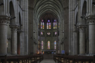 Choir room with altar, interior view, Église Notre-Dame Cathedral, Épernay, Champagne, Marne,