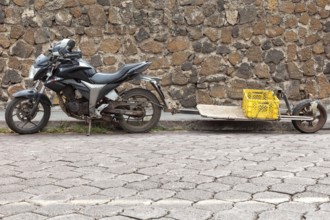 Motorbike with trailer, Santa Cruz, Galapagos, Ecuador