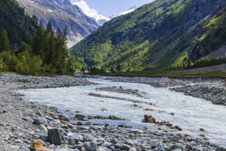 Torrential mountain stream La Navisence, Zinal valley, Val d'Anniviers, Valais Alps, Canton Valais,
