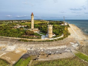 WHALE LIGHTHOUSE from a drone, Saint-Clement-des-Baleines, Atlantic, France