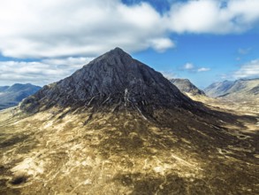 The Buachaille Mountain and Moors over Glen Etive Valley from a drone, Buachaille Etive Mòr, The