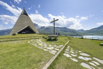 1967 above the Lac du Mont Cenis on the right of the picture, the Musée Museo Mont-Cenis Pyramid