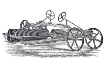 Agriculture, tillage, steam roller by John Fowler, around 1860, digitally improved reproduction of