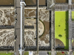 Germany - Wastewater treatment in a sewage treatment plant, clarifier with brown wastewater