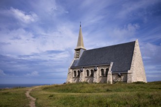Church Chapelle Notre Dame de la Garde, Étretat, cliff, cliff, chalk cliffs, alabaster coast, La