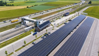 Largest charging park in the world at Merklingen Swabian Alb railway station. 259 covered stations