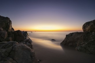 The sun rises on the Costa Rei, a stretch of coastline on the Italian Mediterranean island of