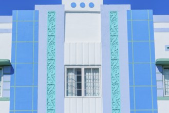 Art deco hotel facade, Ocean drive, South Beach, Miami, Florida, USA