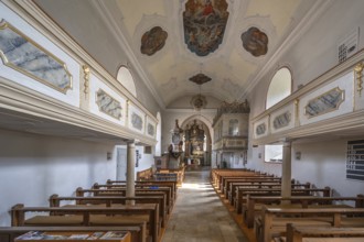 Interior of St John's Church, remodelled in Baroque style in 1750, Engeltahl, Middle Franconia,