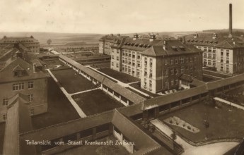 Historical postcard, picture postcard, State Hospital in Zwickau, Saxony, Germany, digitally