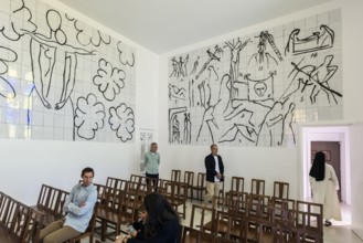 Interior view of the chapel, Chapelle du Rosaire de Vence, Chapelle Matisse, artist Henri Matisse,