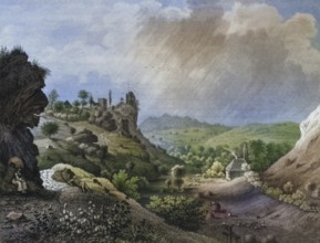 Castle ruins and village of Thüsbronn, Thuisbrunn, part of the municipality of Gräfenberg, district