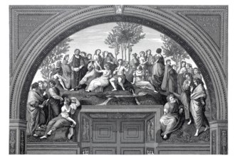 The Parnassus, a fresco painting by the Italian High Renaissance artist Raphael in the Raphael