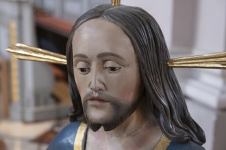 Detail of the new copy of the Palmesel, formerly 16th century, in St Nicholas Church, Tannheim,