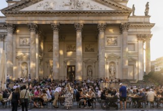 Audience in front of the French Cathedral at Berlin's Gendarmenmarkt, Berlin, Germany