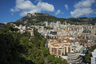 Panorama, Skyline with skyscrapers by the sea, Monte Carlo, Cote d'Azur, Monaco
