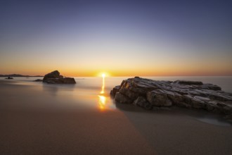 The sun rises on the Costa Rei, a stretch of coastline on the Italian Mediterranean island of