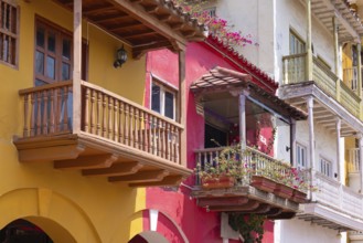 Columbia, Unesco site, colorful Cartagena Walled City Cuidad Amurrallada in historic city center