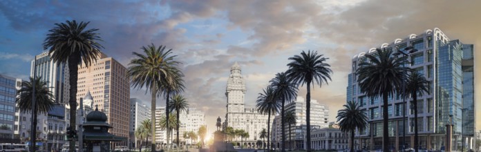 Uruguay, Montevideo Independence Square in historic city center, a famous tourism attraction