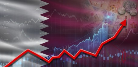 Qatar financial growth on market graph. Qatar economic growth on financial graph