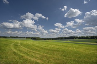 Franconian landscape, cloudy sky, Bavaria, Germany