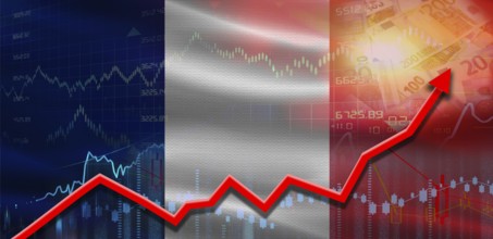 France financial growth on market graph. France economic growth on financial graph