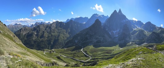 Panoramic view Panoramic photo with view of Italian southern ramp southern ascent mountain road