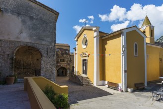 Picturesque mountain village overlooking the sea, Sainte-Agnès, near Menton, Cote d'Azur,