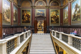 Interior design with paintings and exhibits in the Hamburger Kunsthalle, art museum am