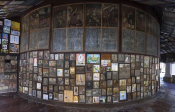 Votive plaques in the walkway around the Chapel of Grace, Kapellplatz, place of pilgrimage,