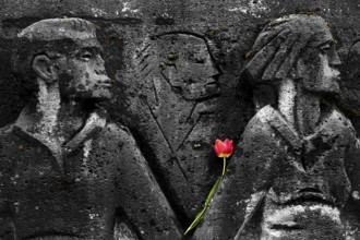 Bittermark memorial, memorial site, detail with tulip for the memorial service on Good Friday,