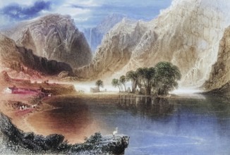 Gougane Barra Lake, County Cork, Ireland, from the Landscape and Antiquities of Ireland, 1841,
