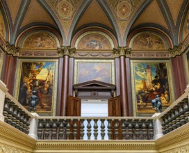 Interior design with paintings and exhibits in the Hamburger Kunsthalle, art museum am