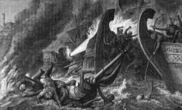 Ships destroyed by Greek fire, which were used to great effect against the Muslim fleets and helped