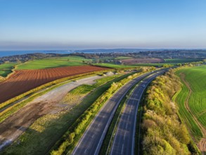 Farms and Fields over Torquay from a drone, Devon, England, United Kingdom