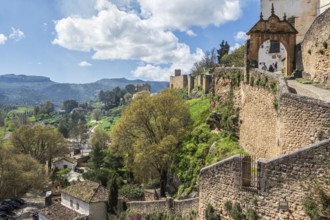 Tower and city wall, early spring, Ronda, Andalusia, Spain