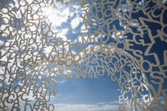 Sculpture made of letters, Le Nomade, artist Jaume Plensa, Antibes, Provence Alpes Côte d'Azur,