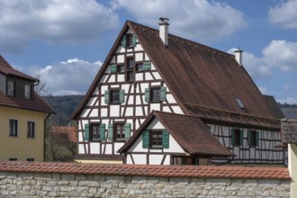 Historic half-timbered house, Offenhausen, Middle Franconia, Bavaria, Germany