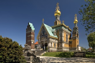 Wedding Tower and Russian Chapel, Mathildenhöhe, UNESCO World Heritage Site, Darmstadt, Hesse,