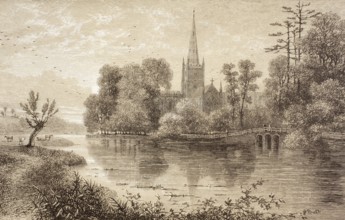 Stratford-upon-avon, England, in the 19th century. Birthplace of William Shakespeare. From the