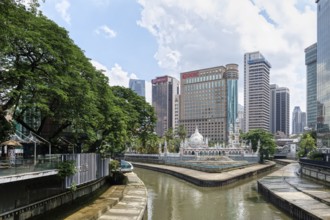 Skyscrapers along the River of Life, the rejuvenated waterfront of Klang River, Kuala Lumpur,