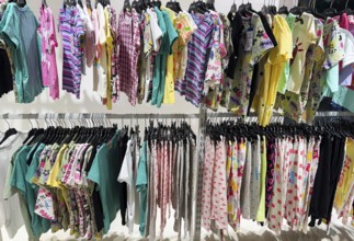 T-shirts display at Zudio store in Guwahati, India, during a monsoon season sale on August 1, 2025