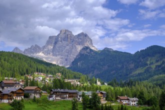 Santa Fosca, with Monte Pelmo, near Selva di Cadore, Dolomites, Trentino, Italy