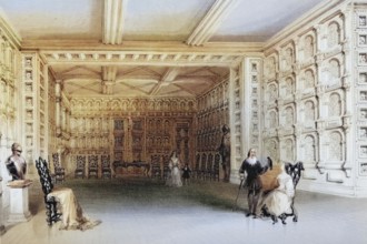 Interior of a room in Malahide Castle, County Wicklow, Ireland, from the Scenery and Antiquities of