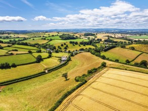 DefaultFarms and Fields over Torquay from a drone, Devon, England, United Kingdom