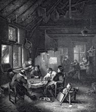 View into a Dutch village tavern, around 1650, Holland, Historical, digitally restored reproduction