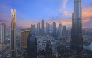 UAE, Dubai downtown financial skyline and business shopping center near Dubai Mall
