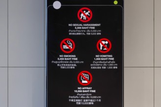Sign fine for sex, smoking, vomiting or fighting, Bangkok, Thailand