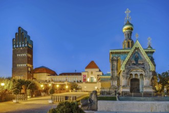 Art Nouveau Mathildenhöhe illuminated Darmstadt Germany