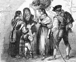 Costumes of the population of Alicante, Spain, from the early 18th century, digital reproduction of